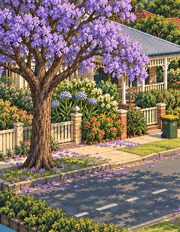 Win your street as pixel art: our Brisbane jacaranda giveaway